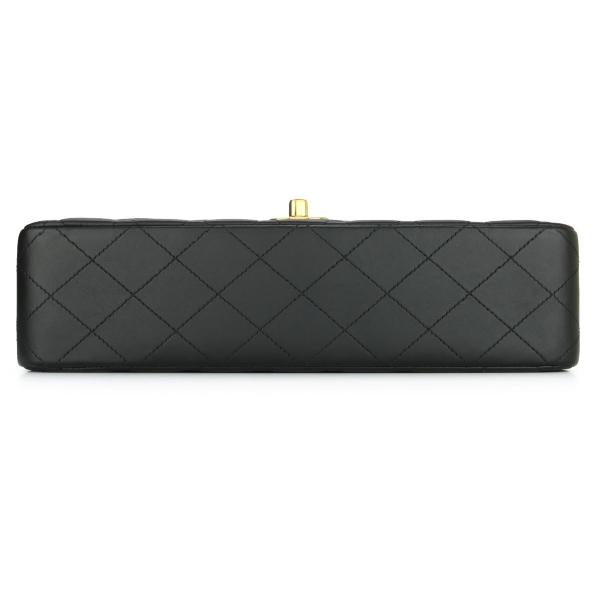 Women's or Men's CHANEL Classic Quilted Medium Double Flap Bag Black Lambskin Gold Hardware 2012