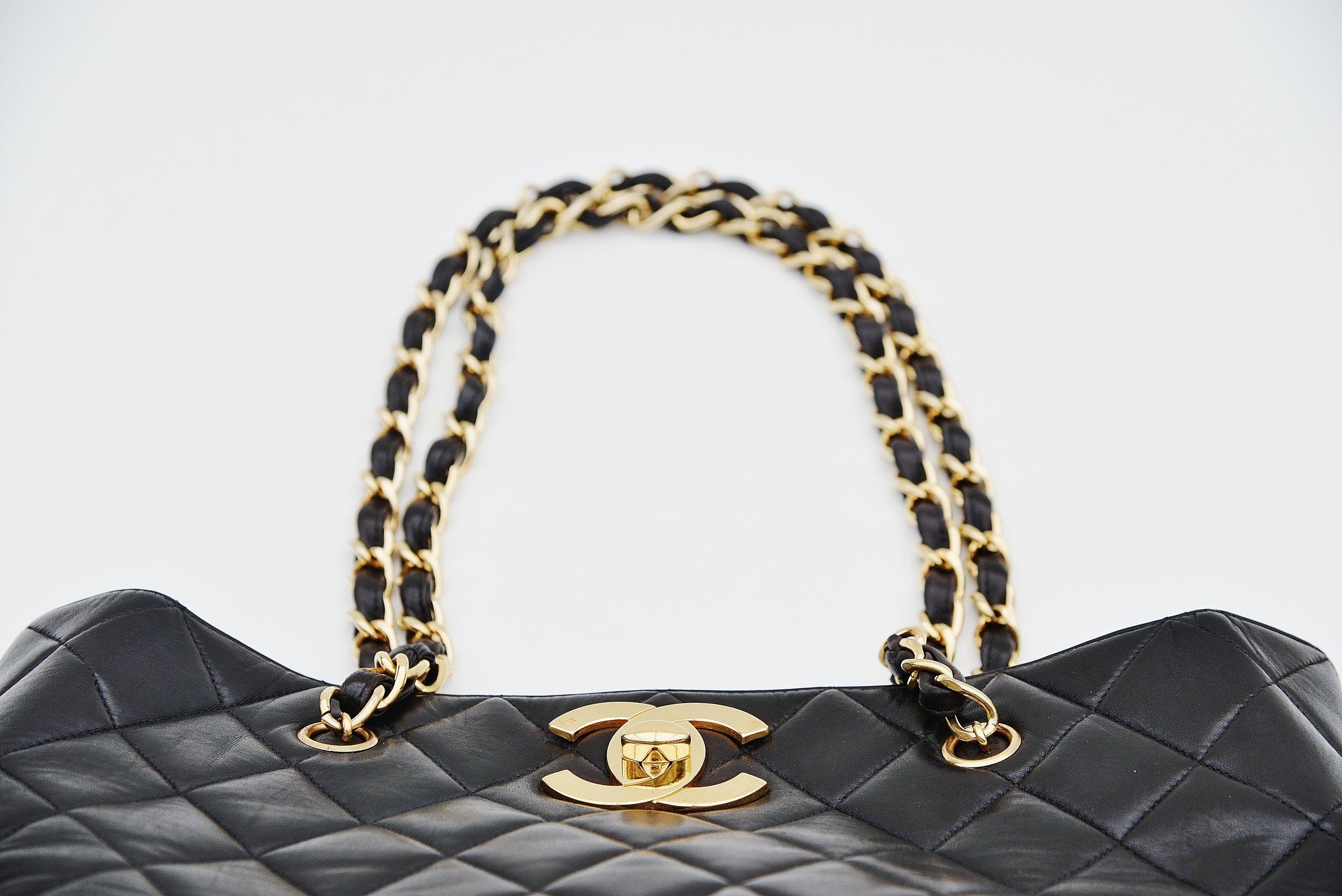 Chanel Classic Quilted Shopper Black Vintage 1