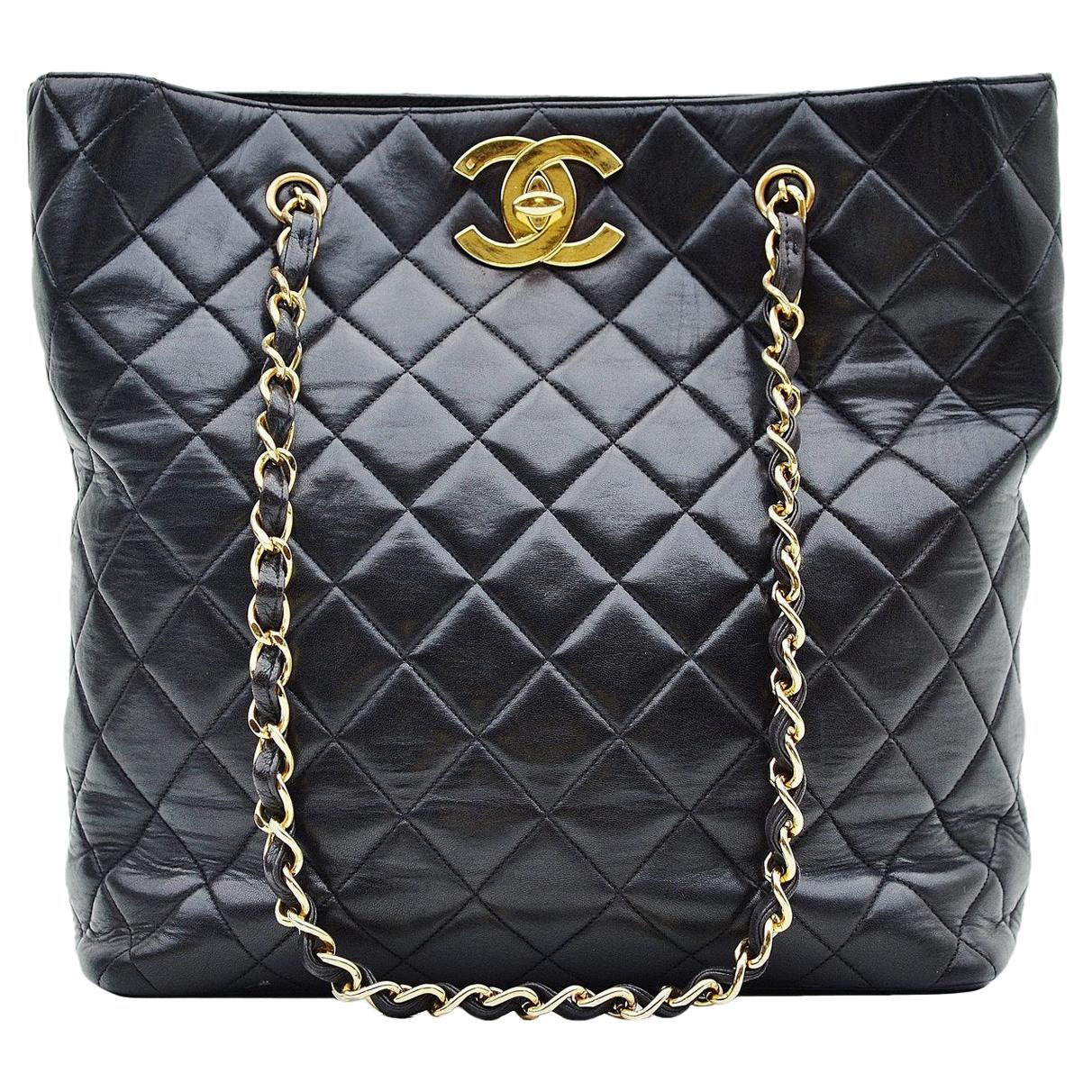 Chanel Classic Quilted Shopper Black Vintage