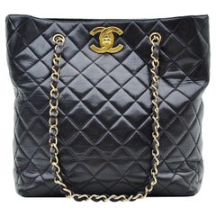 Chanel Classic Quilted Shopper Black Retro