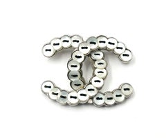 Chanel Classic Rare Silver CC Mother of Pearl Button Brooch