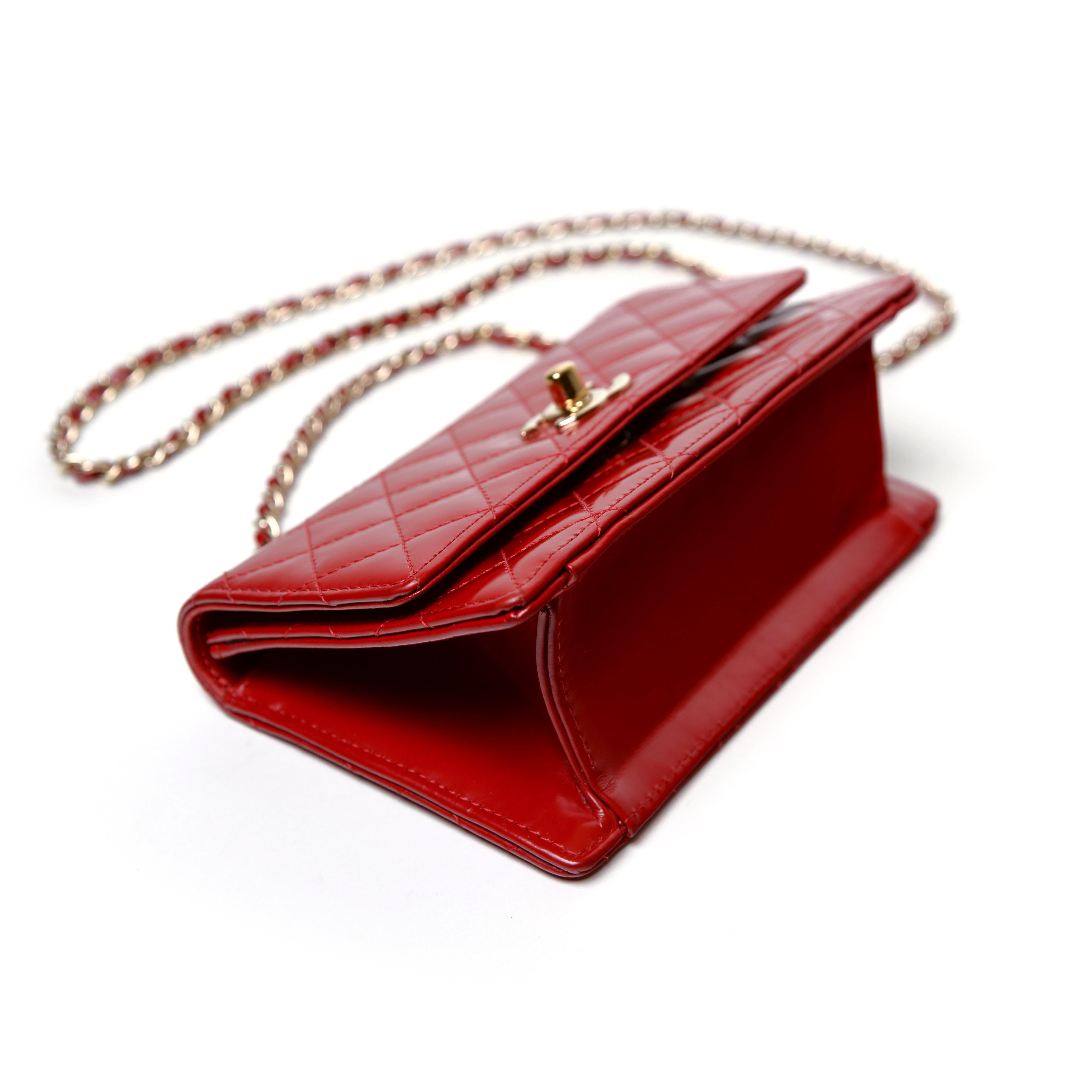 Chanel Classic Red Mini Flap Bag Patent Leather 3