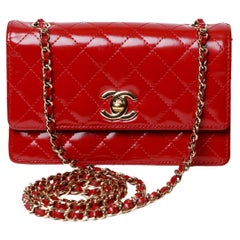 Chanel Classic Red Mini Flap Bag Patent Leather
