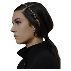 CHANEL classic Runway SS 2021 Interlaced Chain & Leather CC Headband CC logo