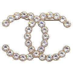 Chanel Classic Rustic Gold Crystal Brooch