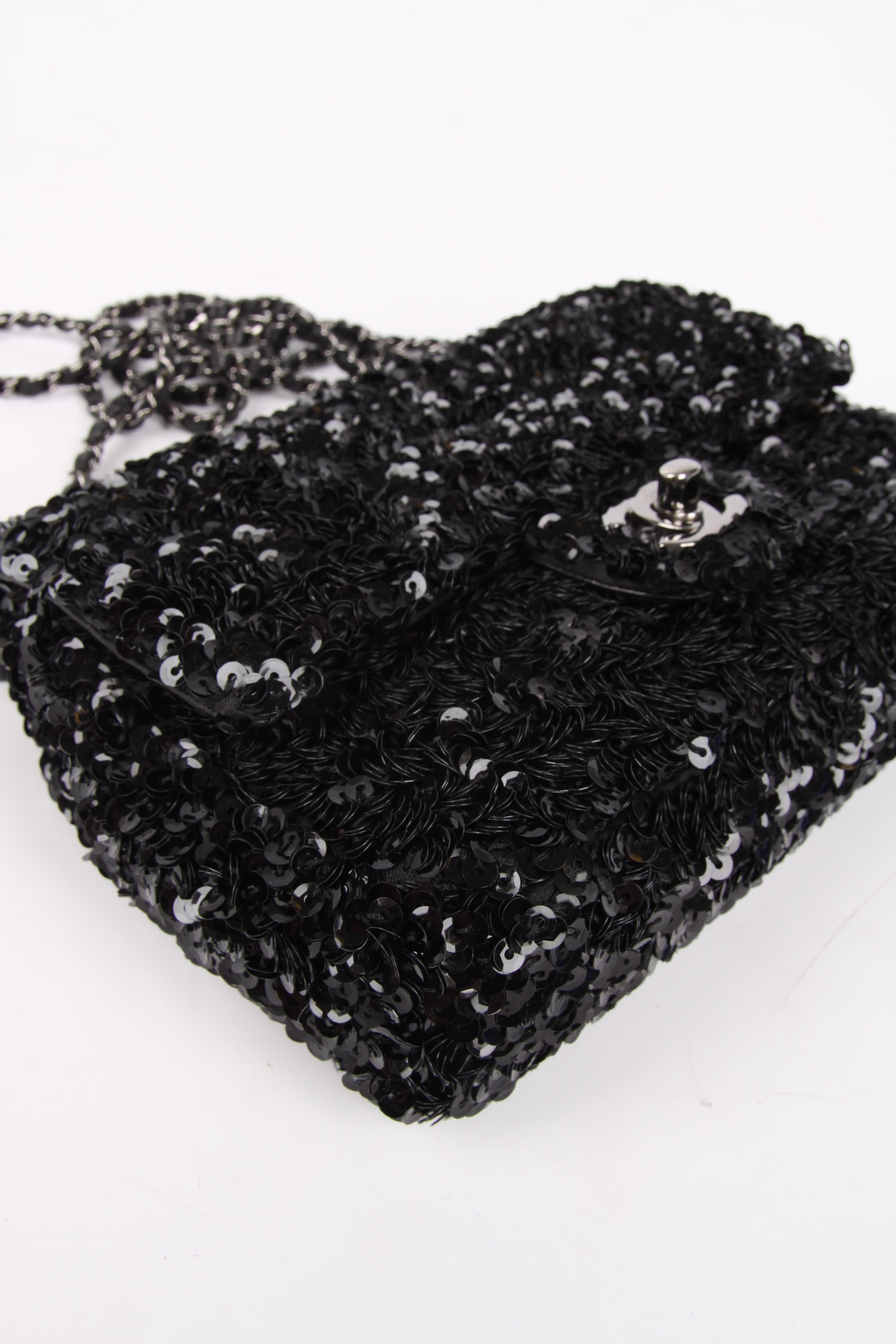 Chanel Classic Sequin Flap Bag - black In Excellent Condition In Baarn, NL