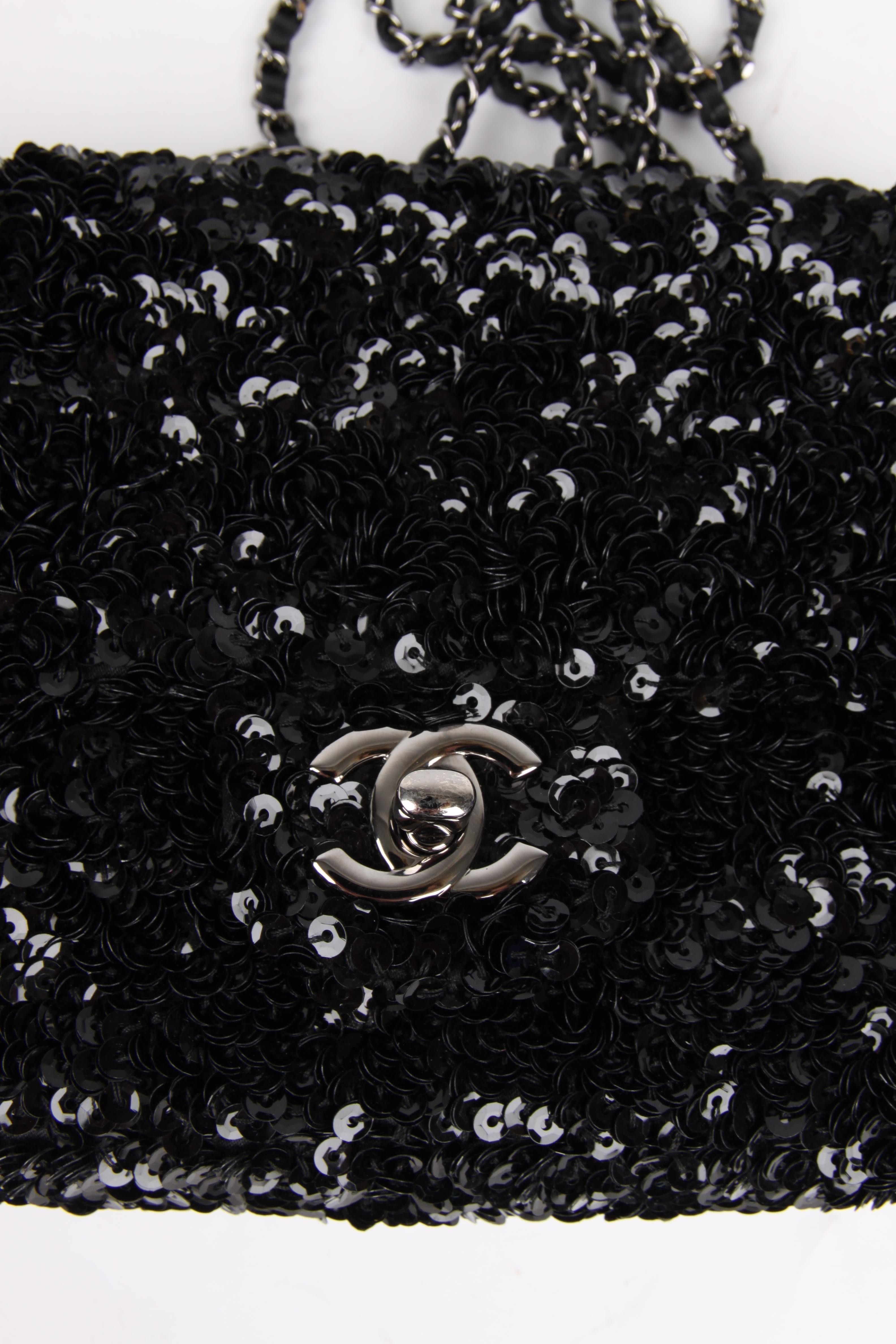 Women's or Men's Chanel Classic Sequin Flap Bag - black