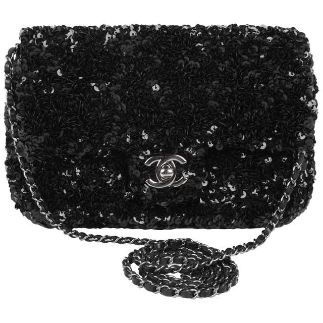 Chanel Classic Sequin Flap Bag - black at 1stDibs | chanel sequin flap bag