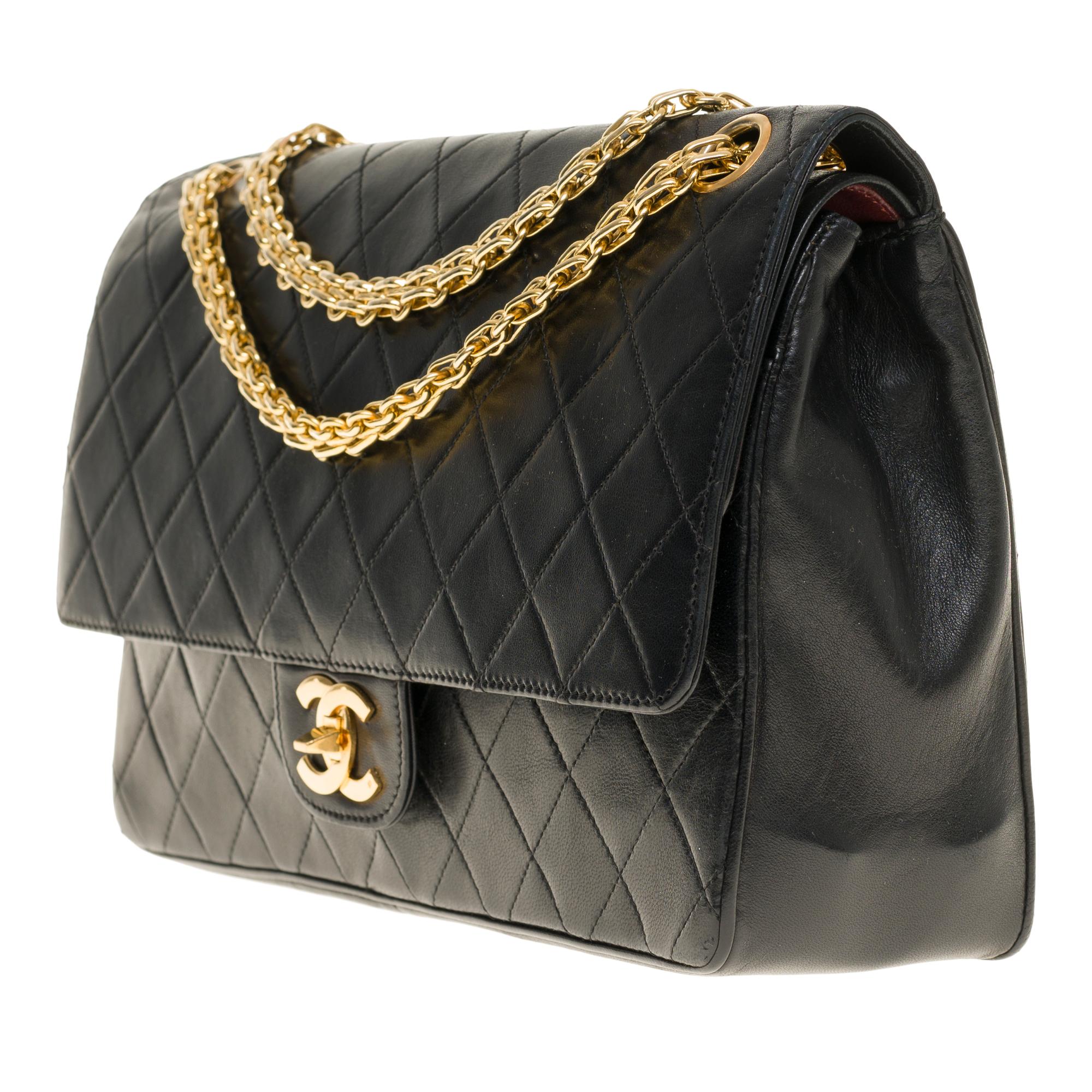 Black Chanel Classic shoulder bag in black quilted lambskin and gold hardware