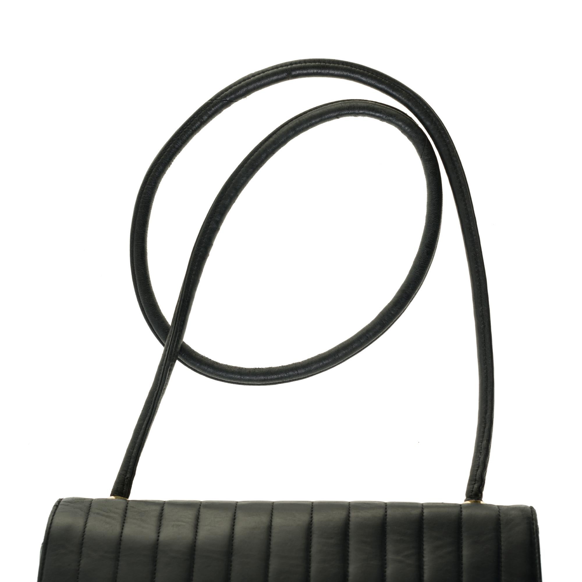 Chanel Classic shoulder bag in chevron black quilted lambskin with gold hardware 2