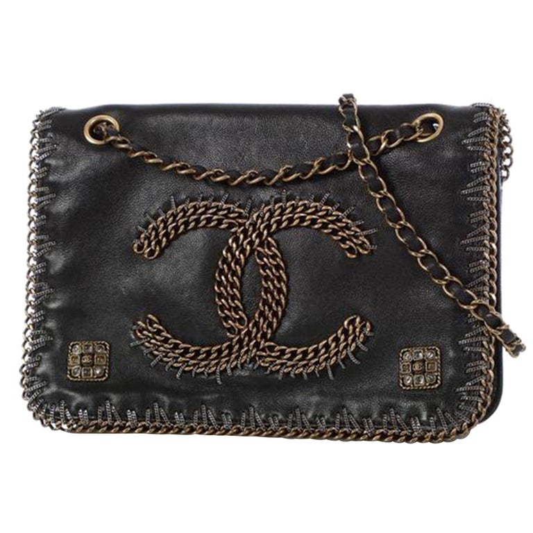 Chanel Classic Flap Rare Vintage Orylag Black and Grey Tweed Fur Cross Body Bag  For Sale at 1stDibs