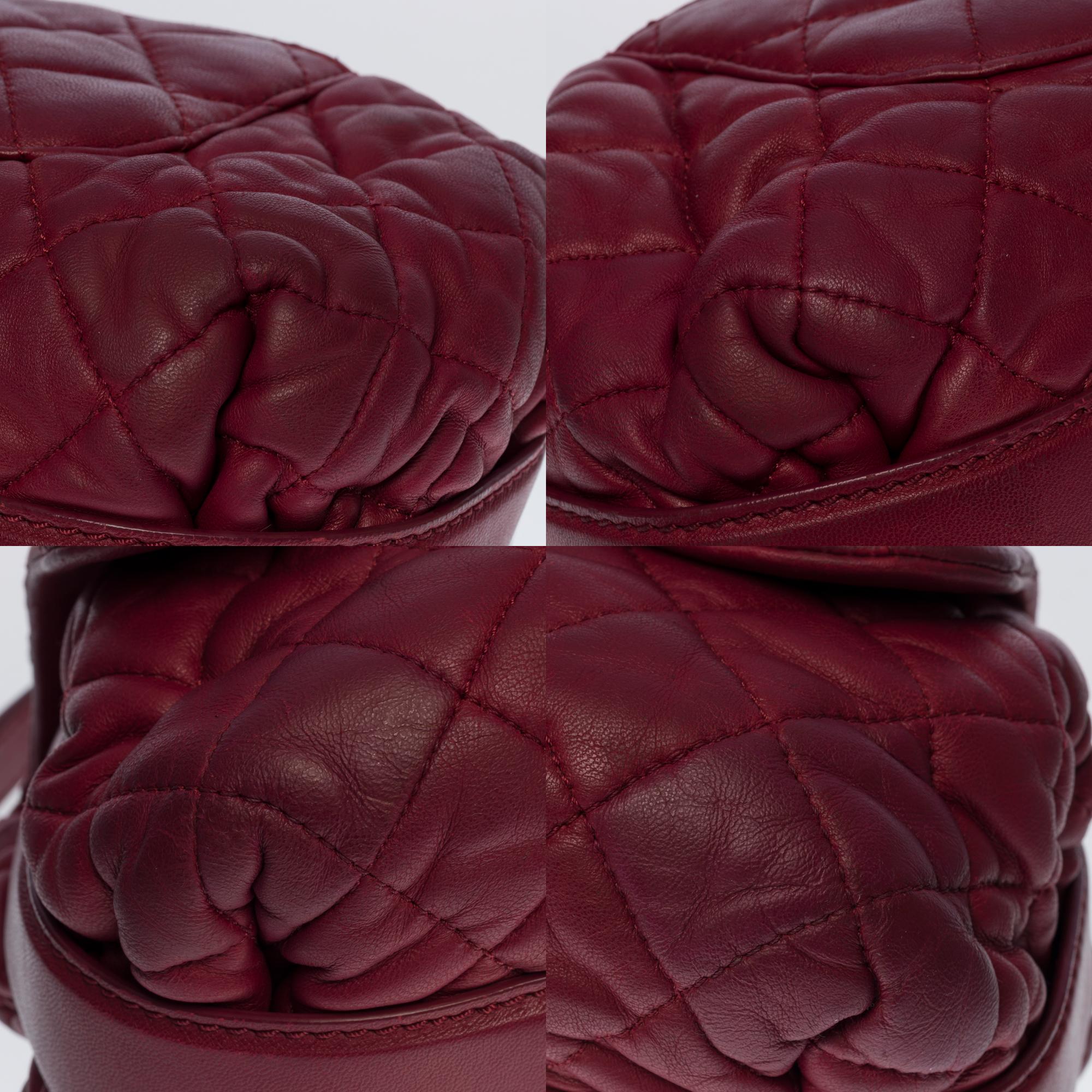 Chanel  Classic shoulder Flap bag in amaranth quilted lambskin leather , SHW For Sale 6