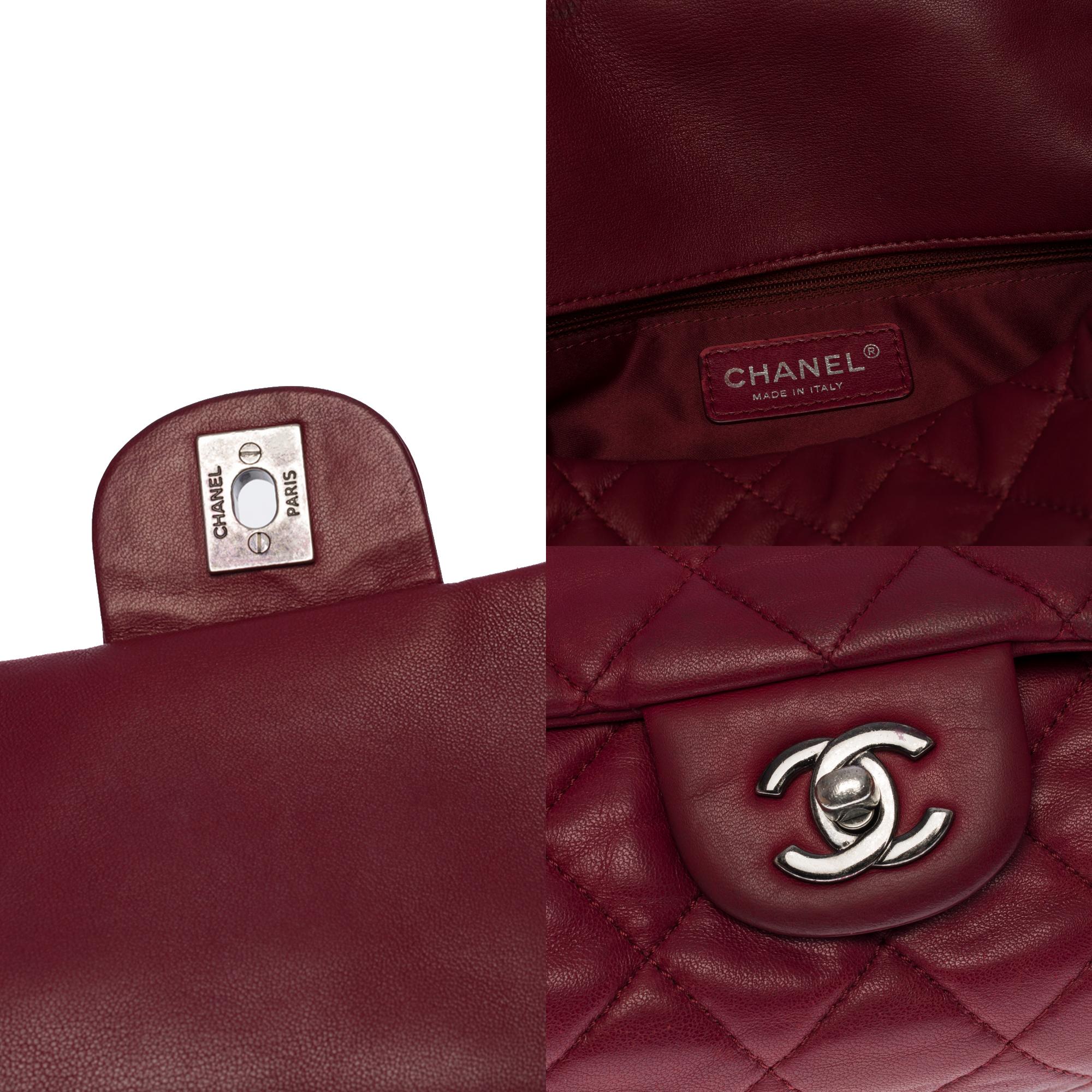 Women's Chanel  Classic shoulder Flap bag in amaranth quilted lambskin leather , SHW For Sale