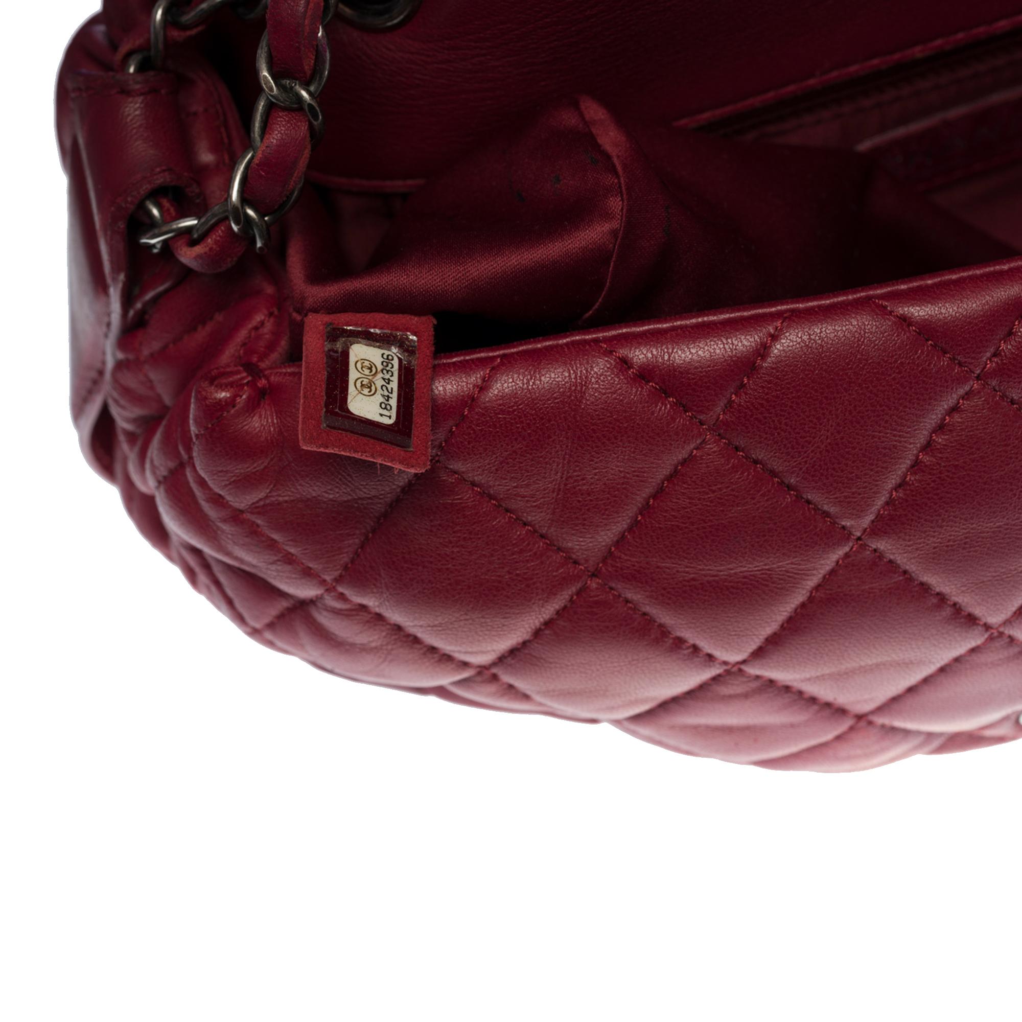 Chanel  Classic shoulder Flap bag in amaranth quilted lambskin leather , SHW For Sale 1