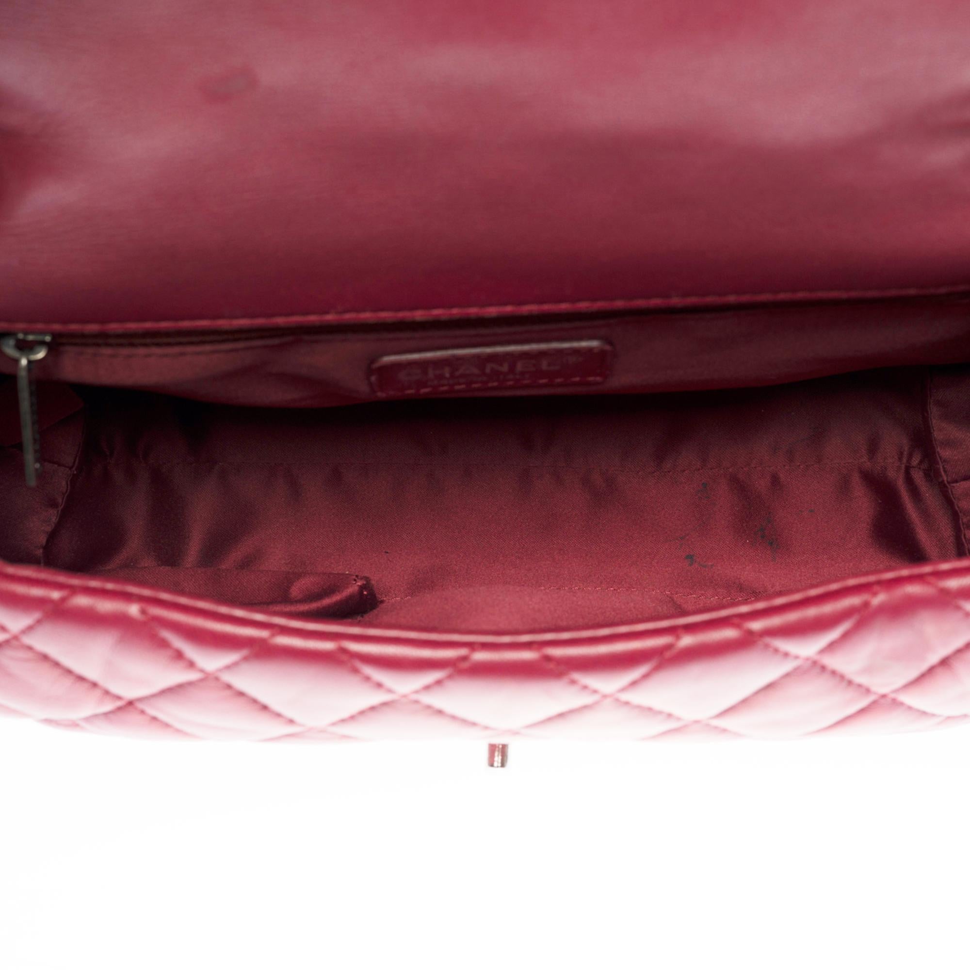 Chanel  Classic shoulder Flap bag in amaranth quilted lambskin leather , SHW For Sale 2