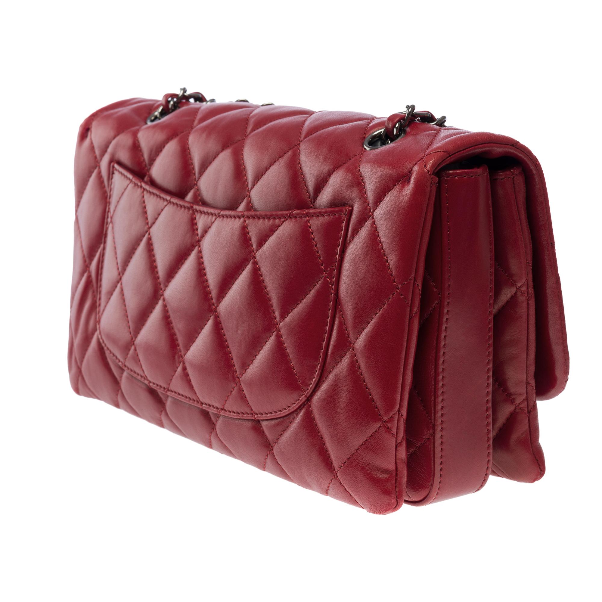 Chanel  Classic shoulder Flap bag in Garnet Red quilted lambskin leather, SHW For Sale 1