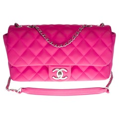 Chanel Pink Printed Textile Mini Rectangular Classic Flap Gold