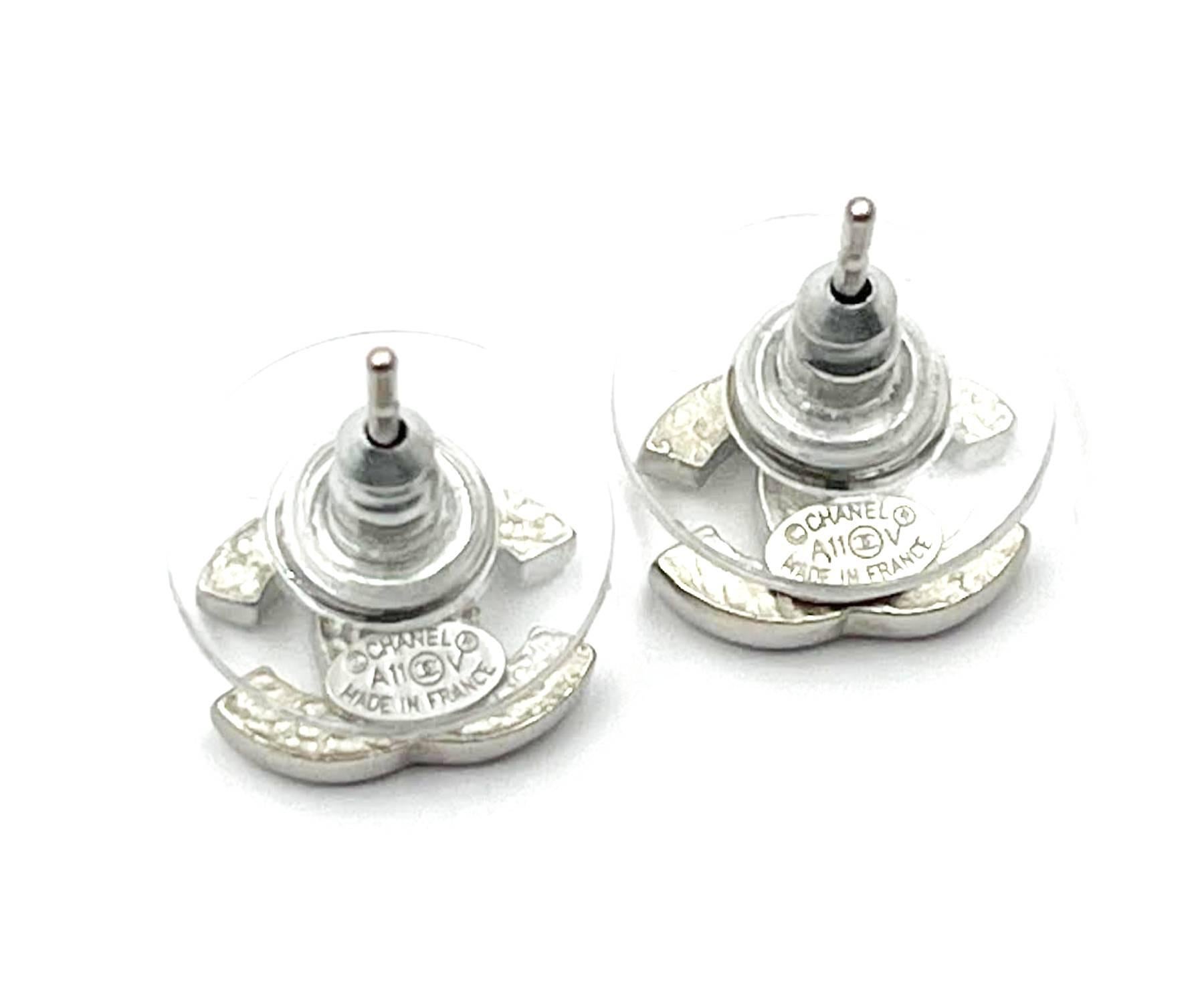 silver chanel stud earrings
