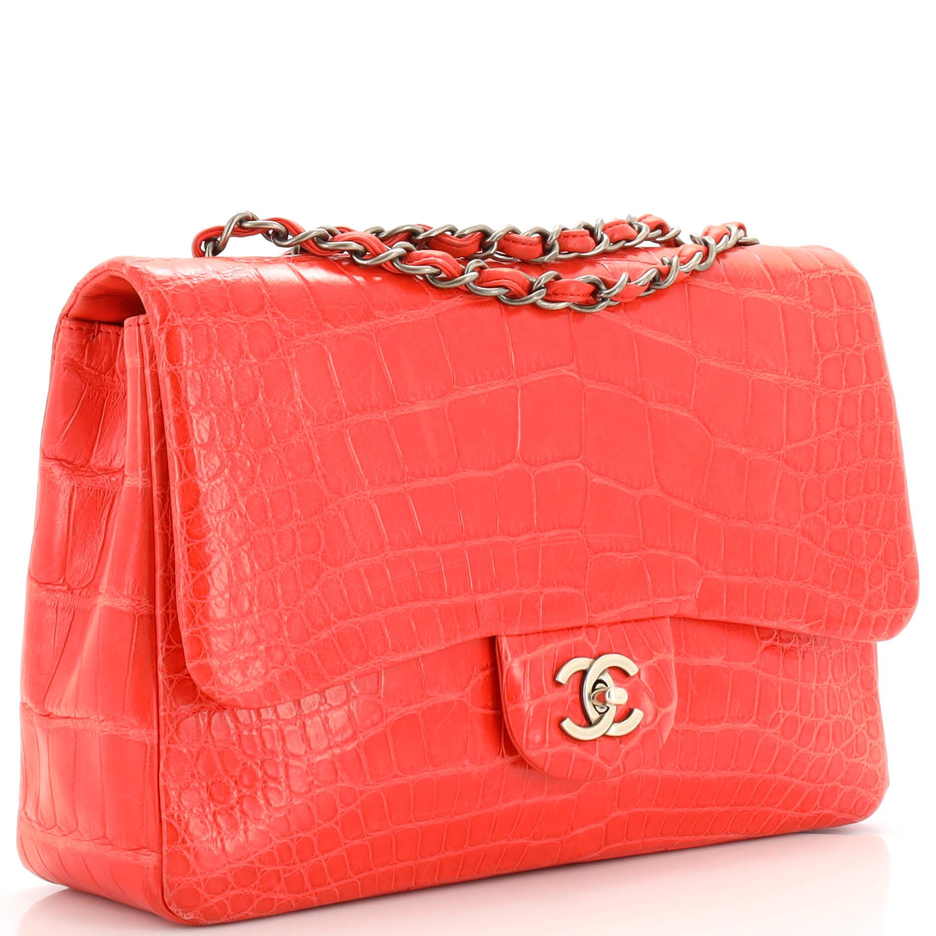 Chanel Classic Single Flap Bag Alligator Jumbo In Good Condition In NY, NY