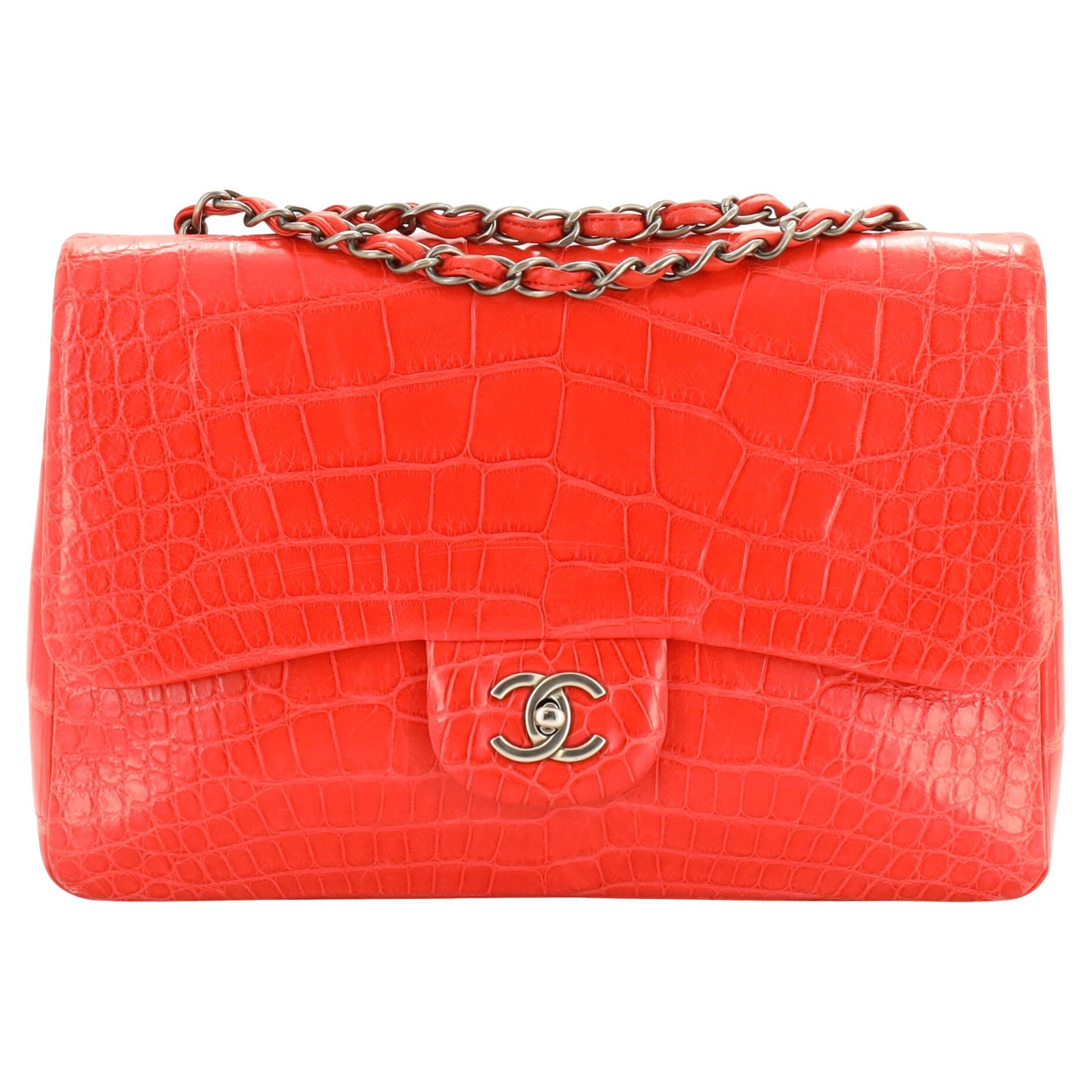 Chanel Classic Jumbo Double Flap Bag in Light Orange & Pink Patent