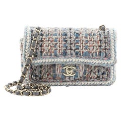 Chanel Classic Single Flap Bag Braided Quilted Tweed Mini