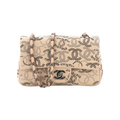 Chanel Classic Single Flap Bag CC Studded Canvas Mini Chanel Classic Single Flap Bag CC Studded Canvas Mini