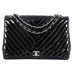 Chanel Classic Single Flap Bag Chevron Patent Maxi