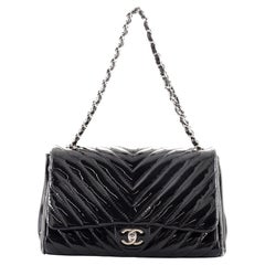 Chanel Classic Single Flap Bag Chevron Patent Medium