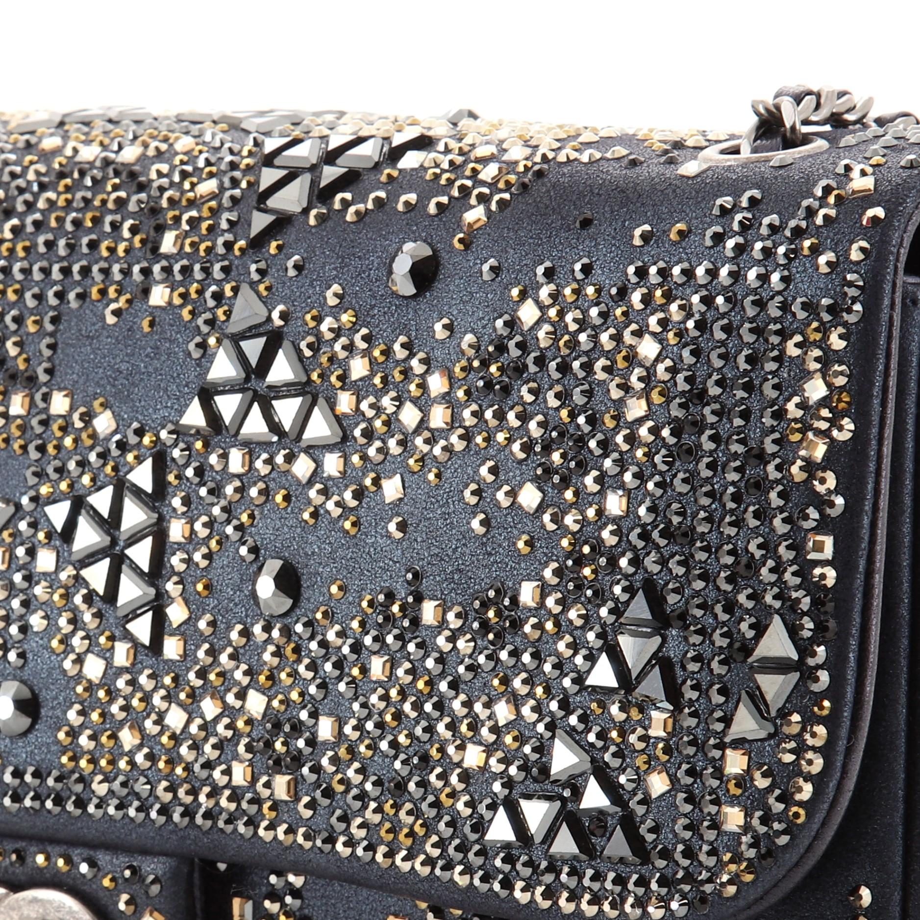 Chanel Classic Single Flap Bag Crystal Embellished Leather Medium 2