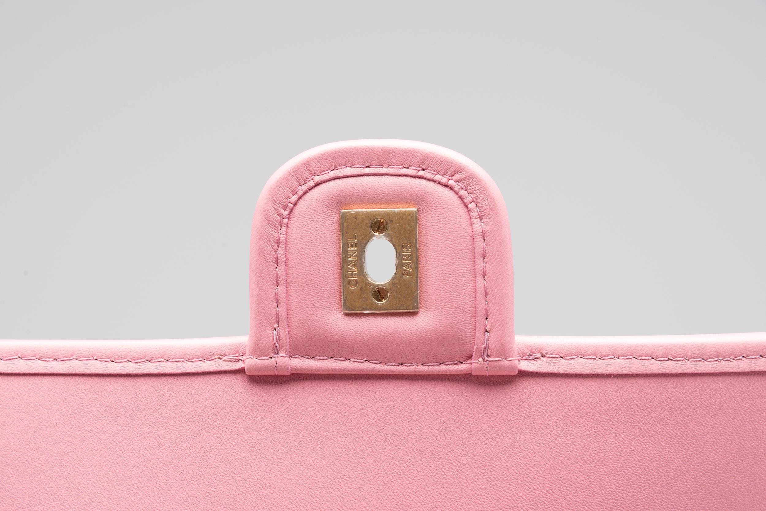 Chanel Classic Single Flap Bag Pink Tweed Lambskin RARE 4