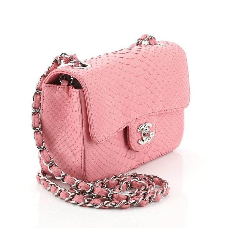 Replica Chanel Python Small 20cm Classic Flap Bag Red