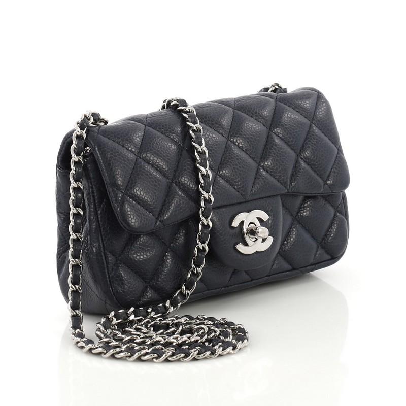 chanel classic single flap bag quilted caviar mini