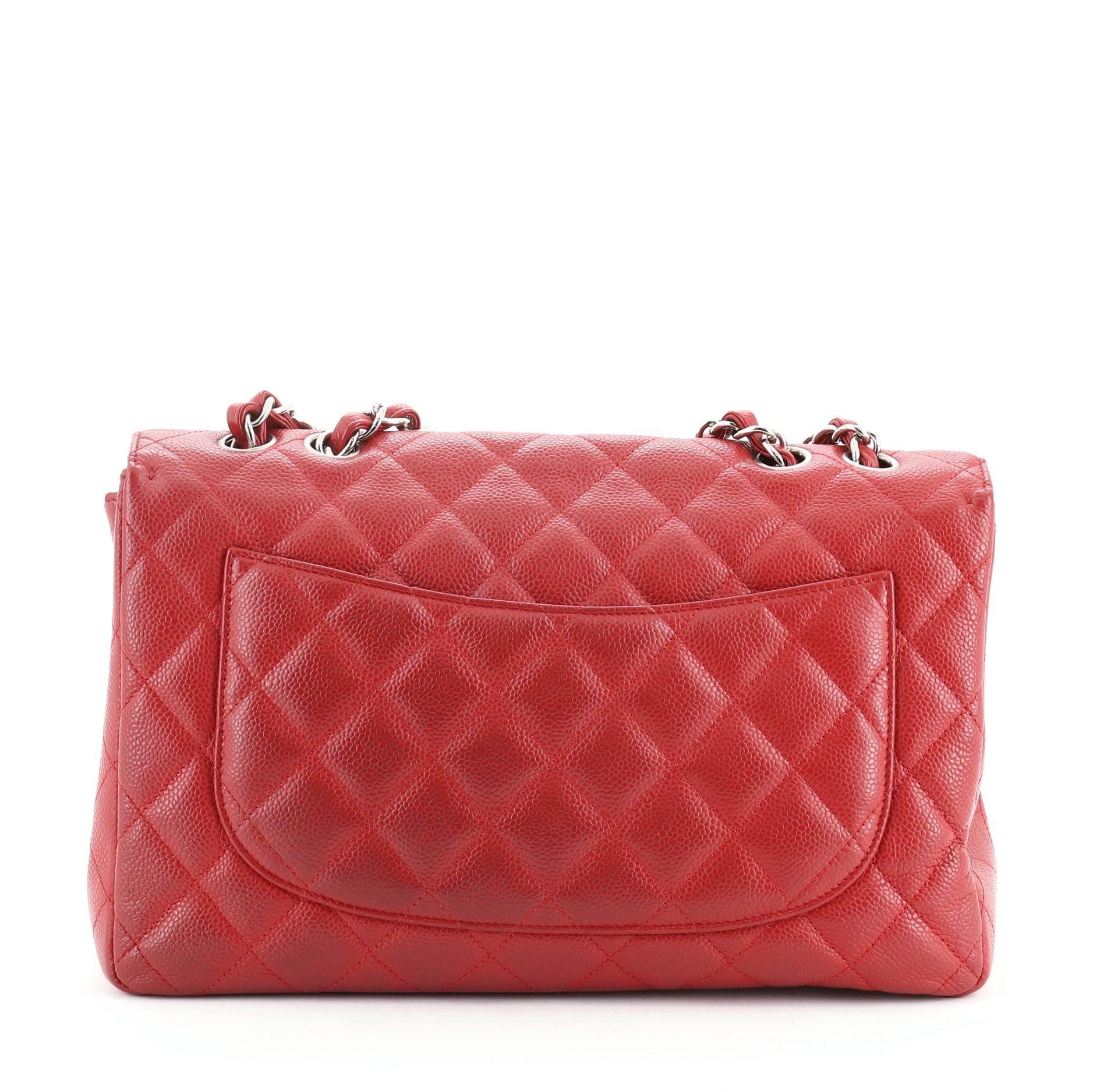 Pink Chanel Classic Single Flap Bag Quilted Caviar Jumbo