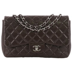 Used Chanel Classic Single Flap Bag Quilted Caviar Jumbo