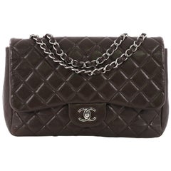 Used Chanel Classic Single Flap Bag Quilted Caviar Jumbo