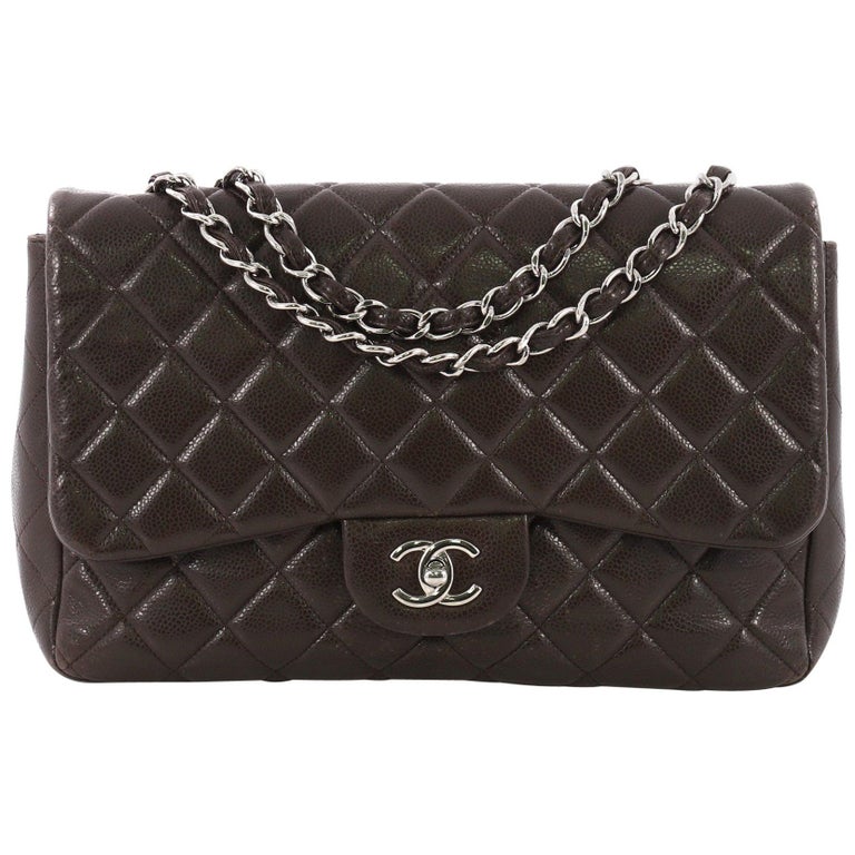 Chanel Classic Single Flap Bag Quilted Caviar Jumbo at 1stdibs