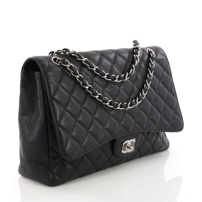 Chanel Classic Single Flap Bag Quilted Caviar Maxi (Schwarz)