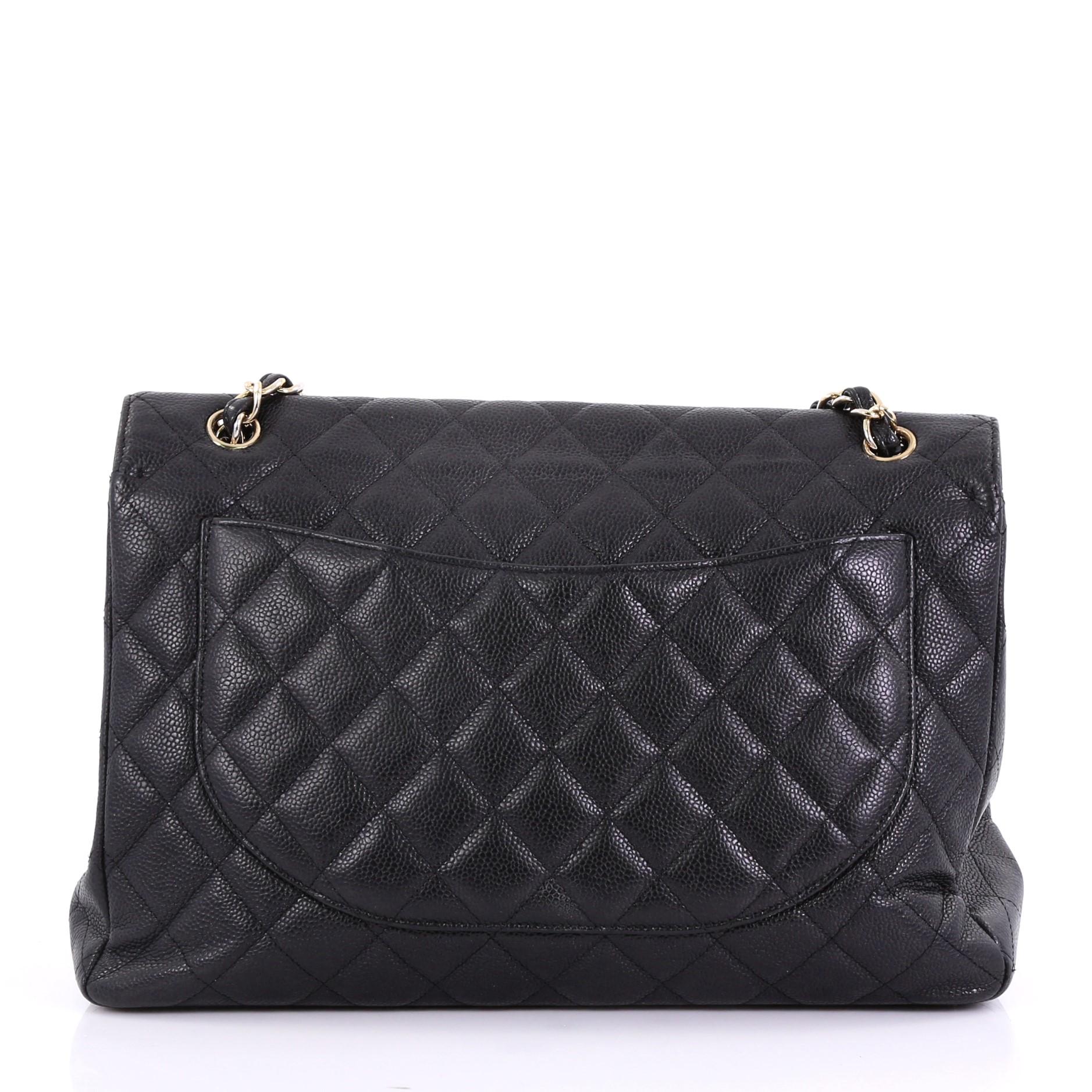 Chanel Classic Single Flap Bag Quilted Caviar Maxi im Zustand „Gut“ in NY, NY