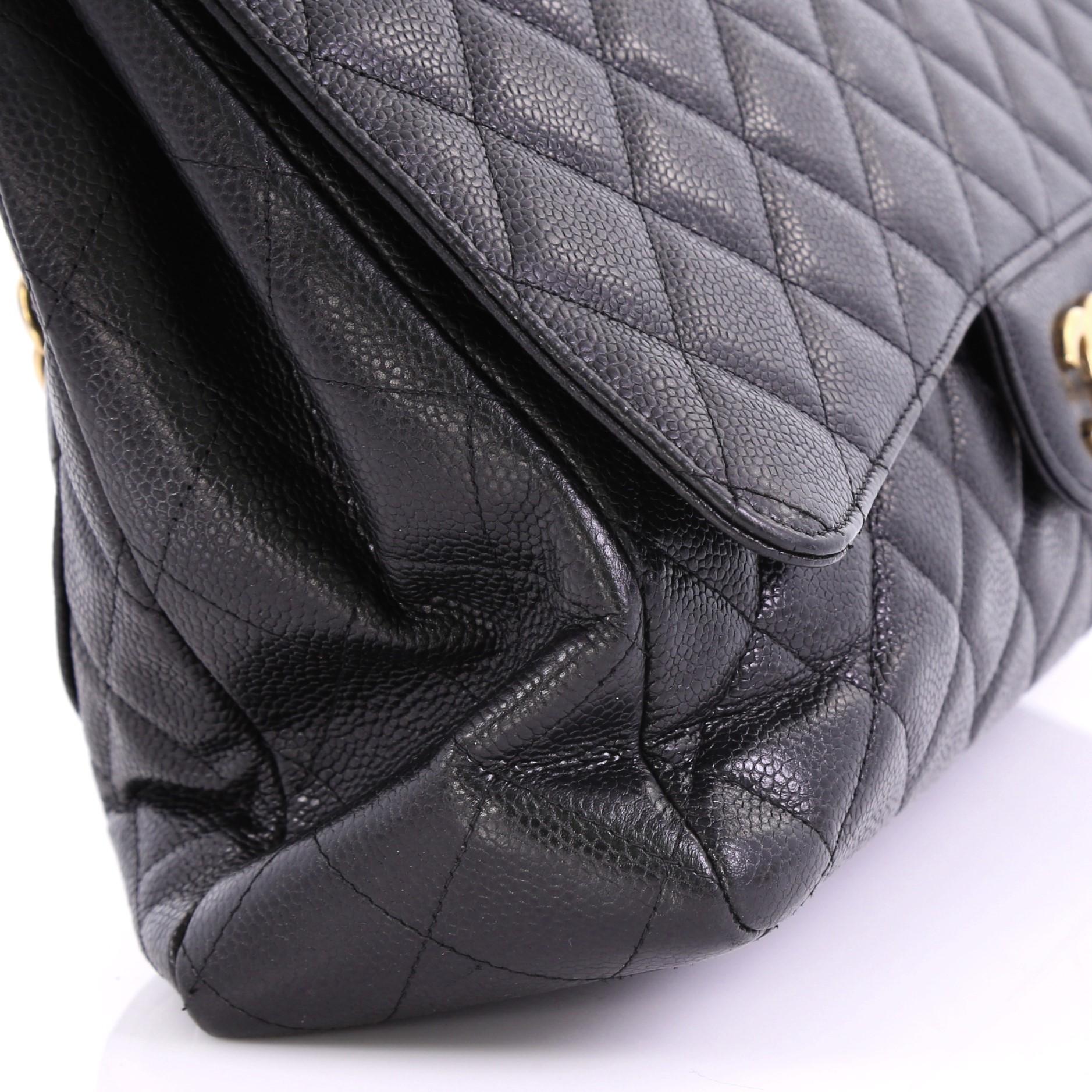 Chanel Classic Single Flap Bag Quilted Caviar Maxi 2