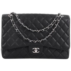 Chanel Classic Single Flap Bag Quilted Caviar Maxi