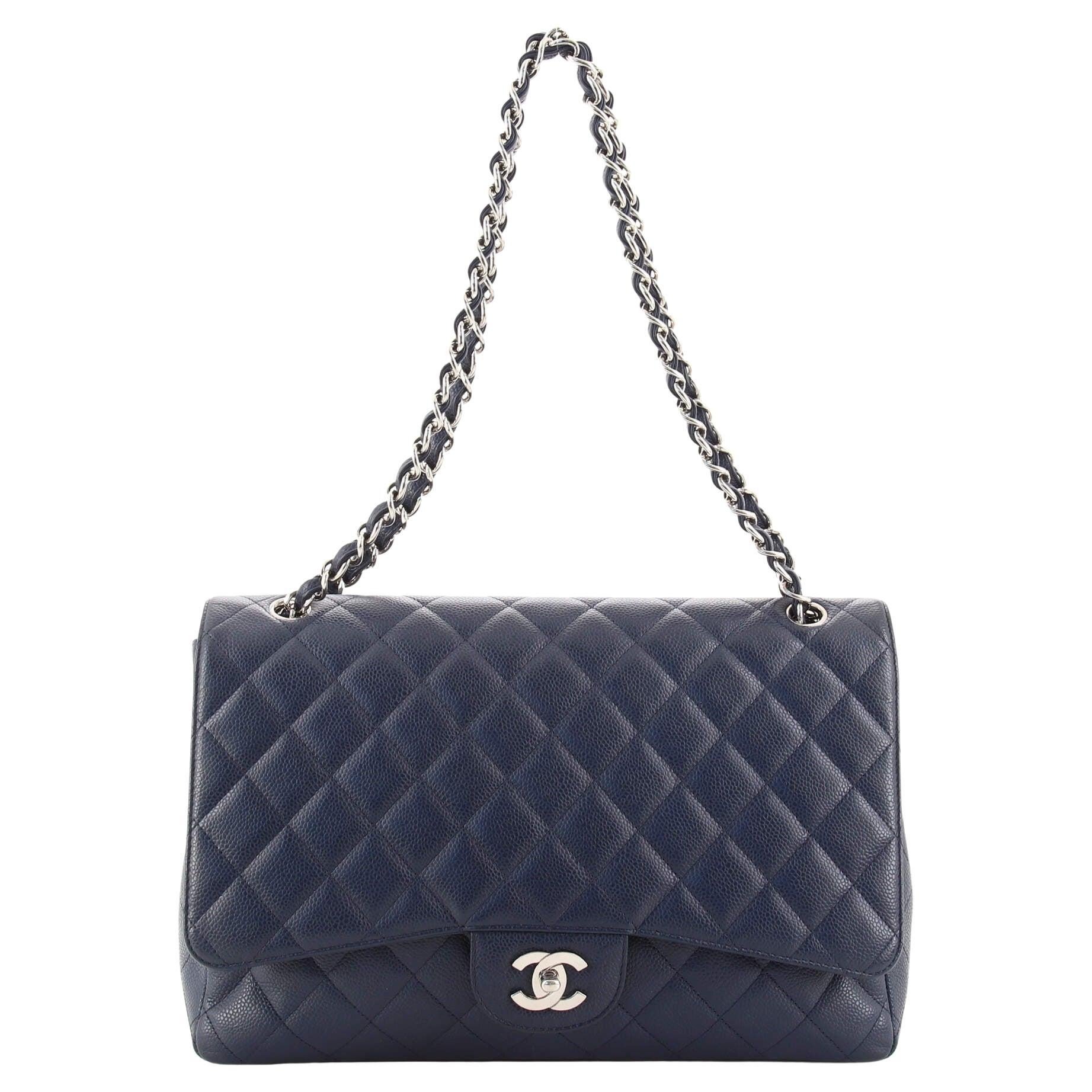 Chanel Classic Single Flap Bag Quilted Caviar Maxi