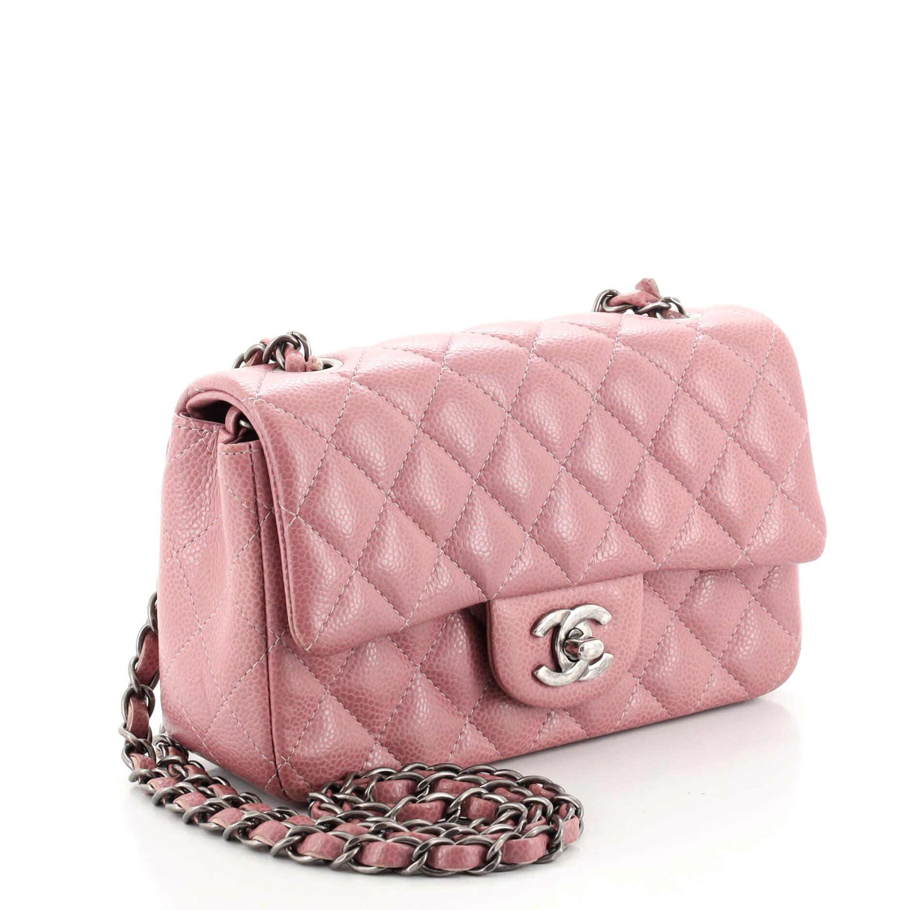 Chanel  Classic Single Flap Bag Quilted Caviar Mini In Good Condition In NY, NY