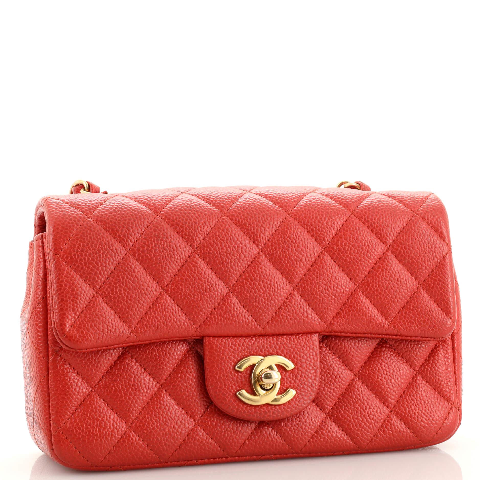 Chanel Classic Single Flap Bag Quilted Caviar Mini In Good Condition In NY, NY