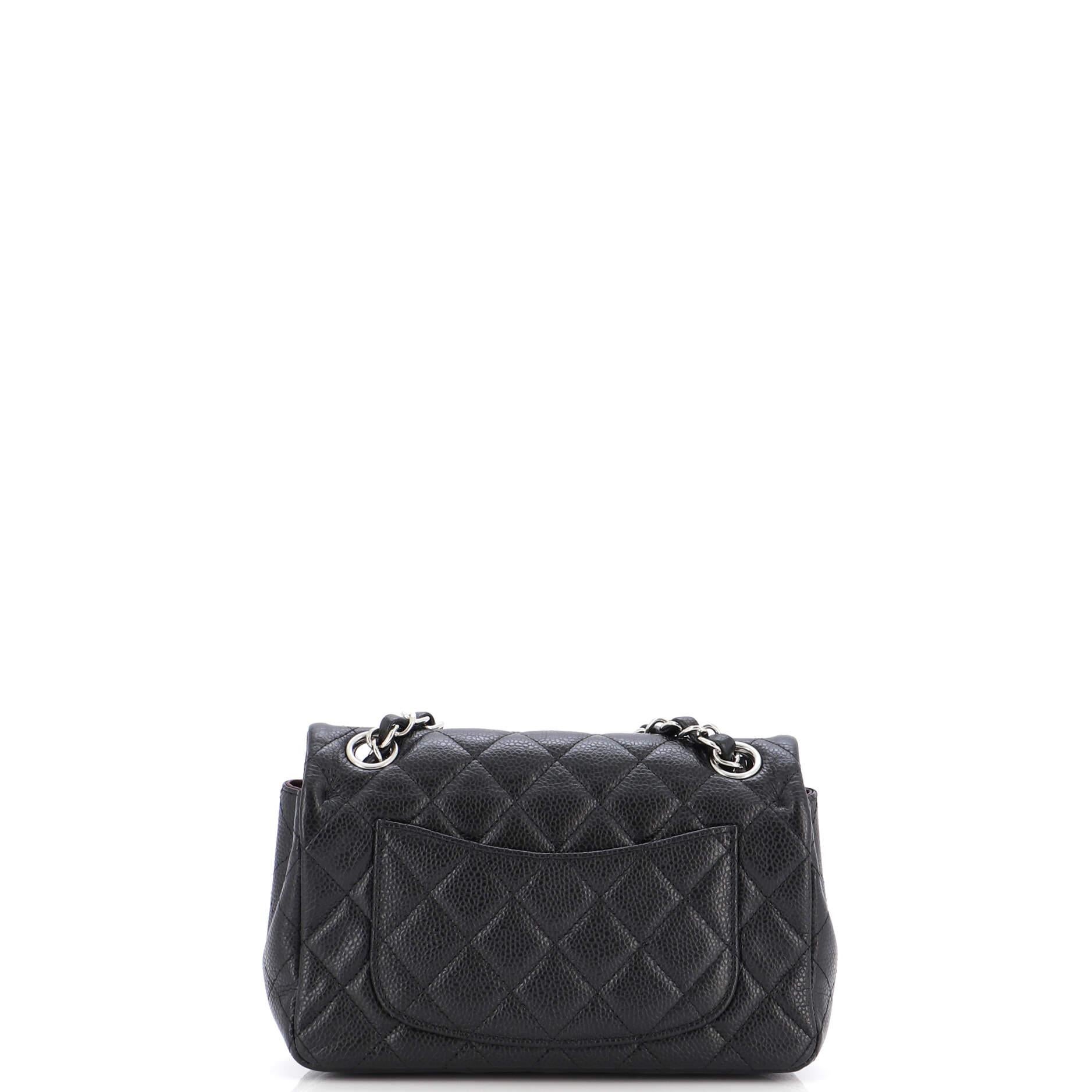 Chanel Classic Single Flap Bag Quilted Caviar Mini In Good Condition In NY, NY
