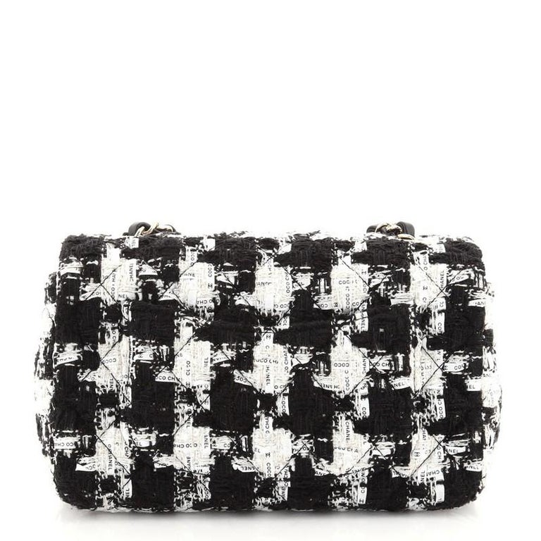 Chanel Classic Single Flap Bag Quilted Houndstooth Tweed and