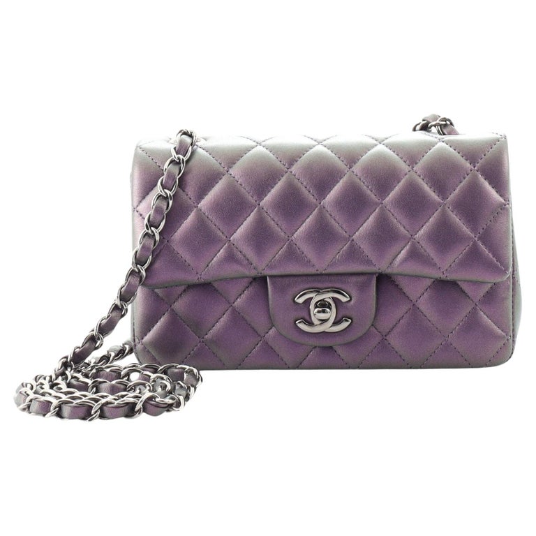 Chanel Iridescent Purple Quilted Lambskin Square Mini Classic Flap