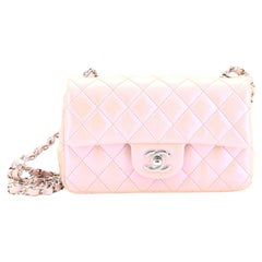 BNIB Authentic CHANEL Classic Quilted Iridescent Pink Mini Coco Handle Flap  Bag