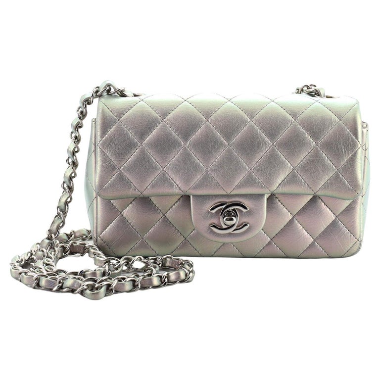 Chanel Classic Single Flap Bag Quilted Iridescent Crumpled Calfskin Mini at  1stDibs