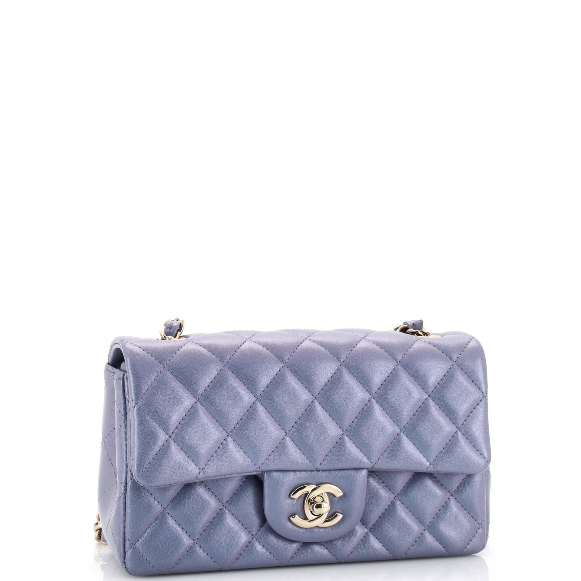 Chanel Classic Single Flap Bag Quilted Iridescent Lambskin Mini In Good Condition In NY, NY