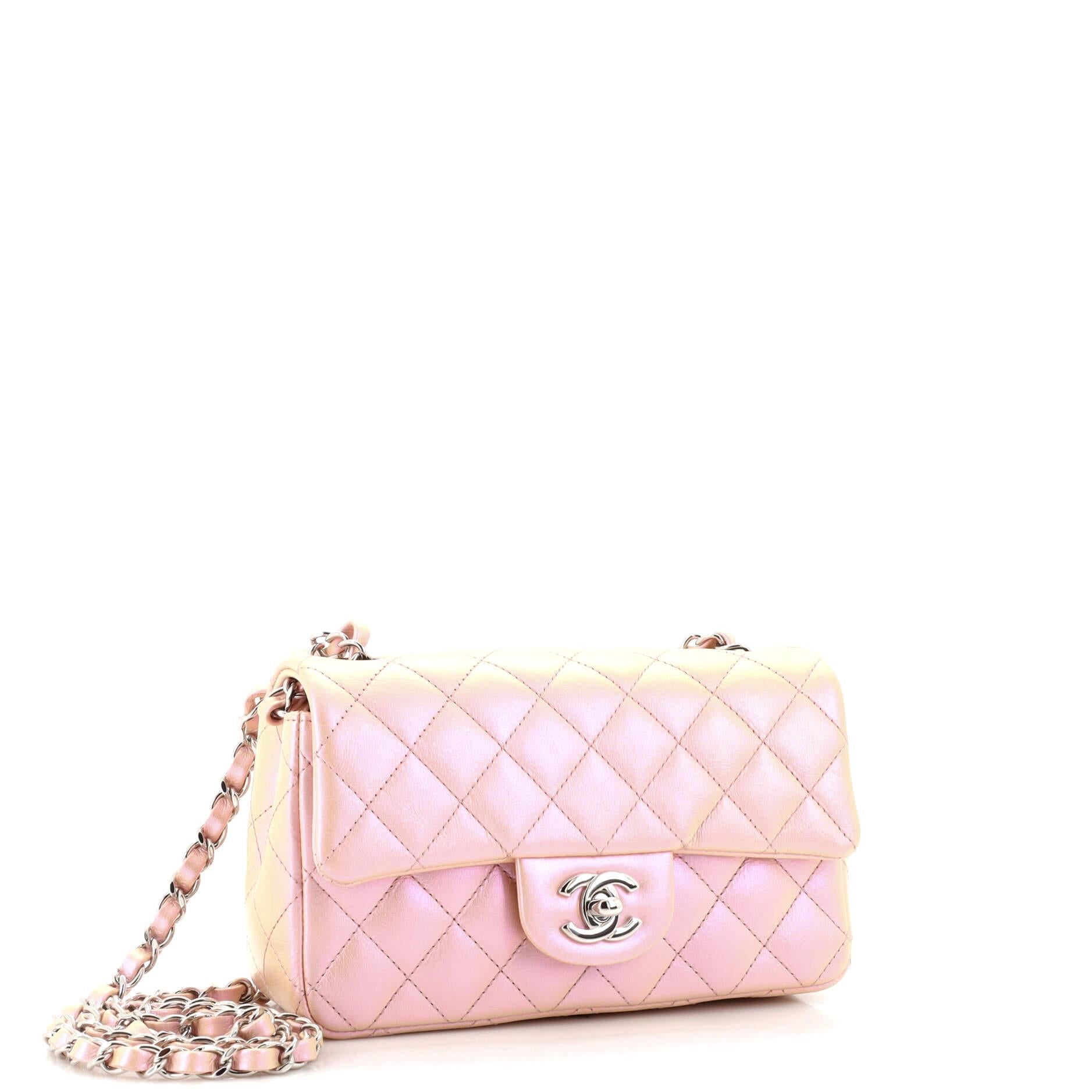 Chanel Classic Single Flap Bag Quilted Iridescent Lambskin Mini In Good Condition In NY, NY